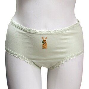 Victoria's Secret Cotton Lace Trim Cheeky Panties XL Mint Bunny